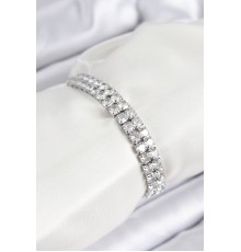 Pirinç Zirkon Taşlı Çift Sıra Kare Model Gümüş Renk Asansörlü Kadın Bileklik - TJ-BB7730