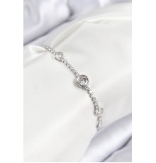 Pirinç Zirkon Taşlı Daire Model Gümüş Renk Asansörlü Kadın Bileklik - TJ-BB7732