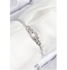 Pirinç Zirkon Taşlı Zincir Model Gümüş Renk Asansörlü Kadın Bileklik - TJ-BB7734