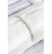 Pirinç Zirkon Taşlı Damla Model Gümüş Renk Asansörlü Kadın Bileklik - TJ-BB7740