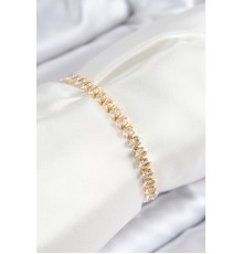 Pirinç Zirkon Taşlı Damla Model Gold Renk Asansörlü Kadın Bileklik - TJ-BB7741