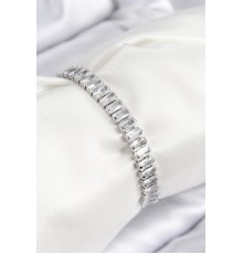 Pirinç Zirkon Taşlı Su Yolu Model Gümüş Renk Asansörlü Kadın Bileklik - TJ-BB7748