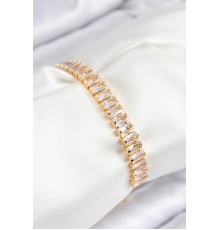 Pirinç Zirkon Taşlı Su Yolu Model Gold Renk Asansörlü Kadın Bileklik - TJ-BB7749
