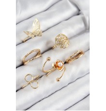 Pirinç Gül Model Gümüş Renk Kadın Yüzük Kombin Set - TJ-BYK3811