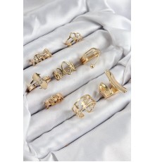Pirinç Sarmal Ve Yıldız Model Gold Renk Kadın Yüzük Kombin Set - TJ-BYK3813