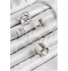Pirinç Yaprak Model Gümüş Renk Kadın Yüzük Kombin Set - TJ-BYK3818