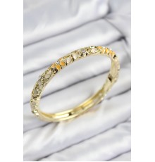Mineli Pirinç Zirkon Taşlı Sarı Krem Çiçek Motifli Gold Kadın Kelepçe - TJ-BB7758