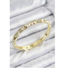 Mineli Pirinç Zirkon Taşlı Beyaz Çiçek Motifli Gold Kadın Kelepçe - TJ-BB7760