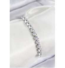 Pirinç Zirkon Taşlı Kare Model Gümüş Renk Asansörlü Kadın Bileklik - TJ-BB7763