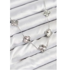 Pirinç VIP Yonca Model Gümüş Renk Kadın Kolye - TJ-BKO10483