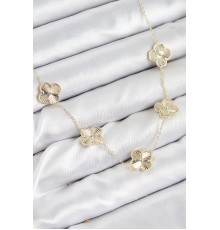Pirinç VIP Yonca Model Gold Renk Kadın Kolye - TJ-BKO10484