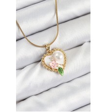 316L Çelik Sanatsal Portre Model Gold Renk Kadın Kolye - TJ-BKO10486