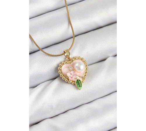 316L Çelik Sanatsal Portre Model Gold Renk Kadın Kolye - TJ-BKO10487