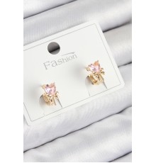 Pirinç Zirkon Taşlı Fiyonklu Kalp Model Gold Renk Çocuk Küpe - TJ-BKP11195