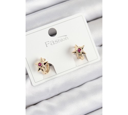 Pirinç Zirkon Taşlı Yıldız Model Gold Renk Çocuk Küpe - TJ-BKP11197