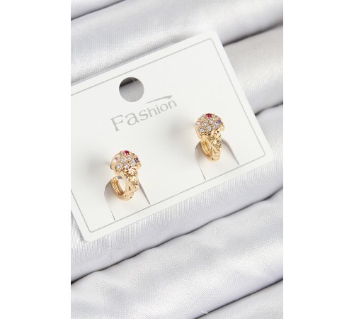 Pirinç Zirkon Taşlı Dondurma Model Gold Renk Çocuk Küpe - TJ-BKP11201