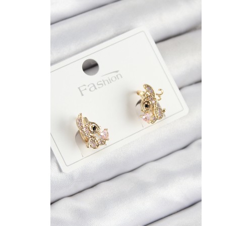 Pirinç Zirkon Taşlı Ceylan Model Gold Renk Çocuk Küpe - TJ-BKP11202