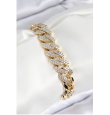 VIP Pirinç Zirkon Taşlı Cuba Model Gold Renk Kadın Bileklik - TJ-BB7765