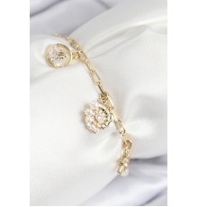 Pirinç Zirkon Taşlı Deniz Kabuğu Model Gold Renk Kadın Bileklik - TJ-BB7772