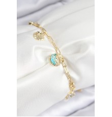 Pirinç Zirkon Taşlı İstiridye Model Gold Renk Kadın Bileklik - TJ-BB7773