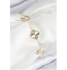 VIP Pirinç Yonca Model Gold Renk Kadın Bileklik - TJ-BB7783