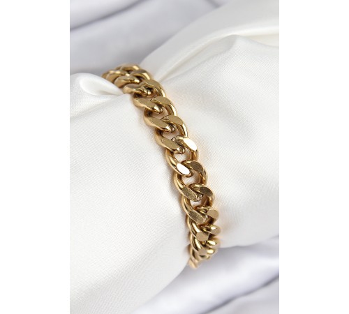 316L Çelik Klasik Kalın Zincir Model Gold Renk Kadın Bileklik - TJ-BB7786