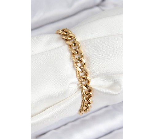 316L Çelik Klasik Kalın Zincir Model Gold Renk Kadın Bileklik - TJ-BB7788