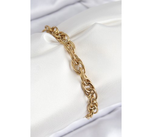 316L Çelik Klasik Dövme Halat Zincir Model Gold Renk Kadın Bileklik - TJ-BB7789