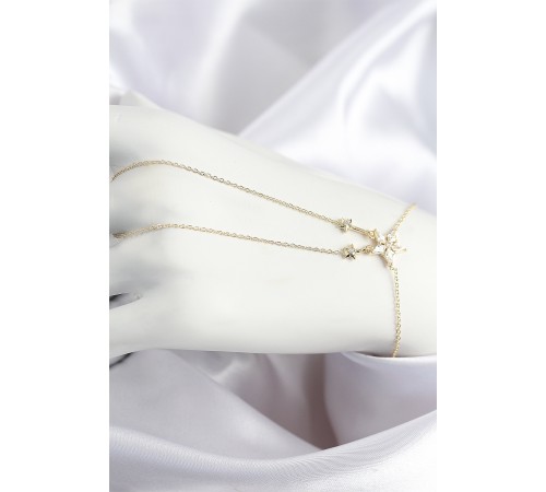 Pirinç Zirkon Taşlı Yıldız Model Gold Renk Şahmeran - TJ-SN710