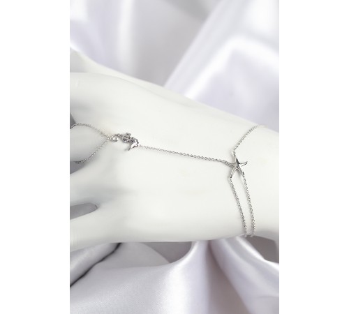 Pirinç Zirkon Taşlı Deniz Atı Ve Yıldız Model Gümüş Renk Şahmeran - TJ-SN712