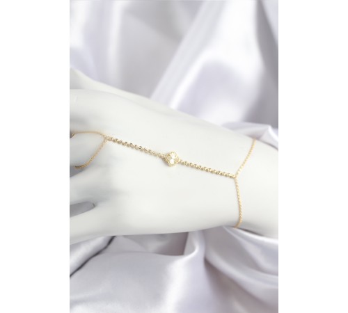 Pirinç Zirkon Taşlı Yonca Model Gold Renk Şahmeran - TJ-SN715