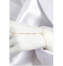 Pirinç Zirkon Taşlı Yonca Model Gold Renk Şahmeran - TJ-SN719