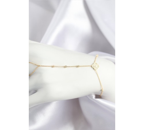 Pirinç Zirkon Taşlı Yonca Model Gold Renk Şahmeran - TJ-SN719