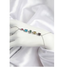 Pirinç Renkli Zirkon Taşlı Model Gümüş Renk Şahmeran - TJ-SN724