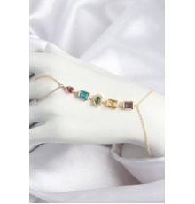 Pirinç Renkli Zirkon Taşlı Model Gold Renk Şahmeran - TJ-SN725