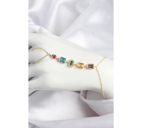 Pirinç Renkli Zirkon Taşlı Model Gold Renk Şahmeran - TJ-SN725