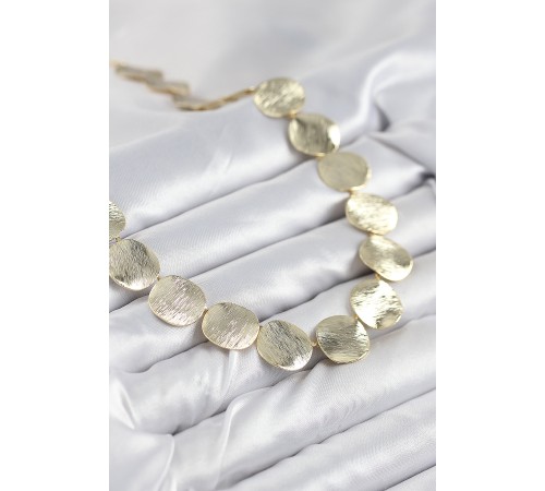 Pirinç Sıralı Para Model Gold Renk Kadın Kolye - TJ-BKO10488