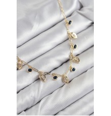 Pirinç Zirkon Taşlı Sallantılı Damla Model Gold Renk Kadın Kolye - TJ-BKO10494
