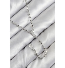 Pirinç Zirkon Taşlı Gümüş Renk Kadın Y Kolye - TJ-BKO10496