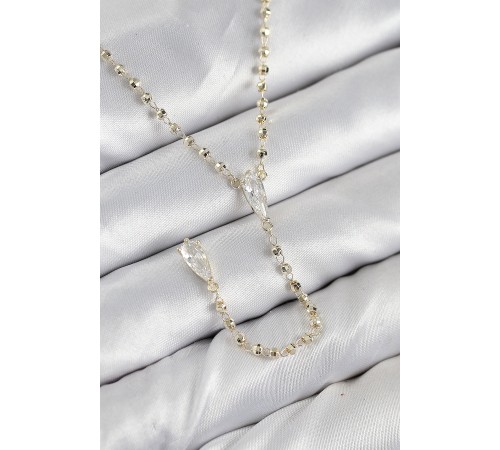 Pirinç Zirkon Taşlı Gold Renk Kadın Y Kolye - TJ-BKO10497