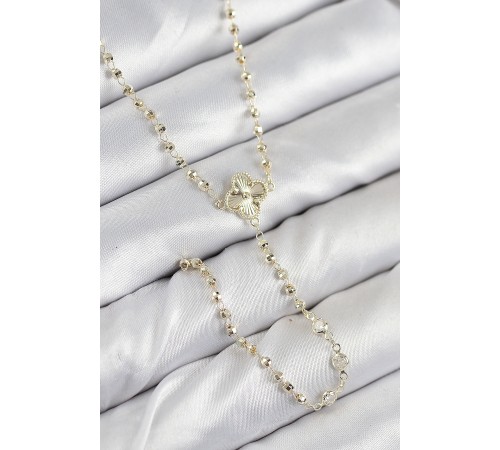 Pirinç Zirkon Taşlı Yonca Model Gold Renk Kadın Y Kolye - TJ-BKO10499