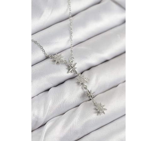 316L Çelik Yıldız Model Gümüş Renk Kadın Kolye - TJ-BKO10500