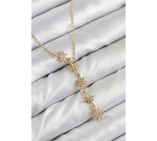 316L Çelik Yıldız Model Gold Renk Kadın Kolye - TJ-BKO10501