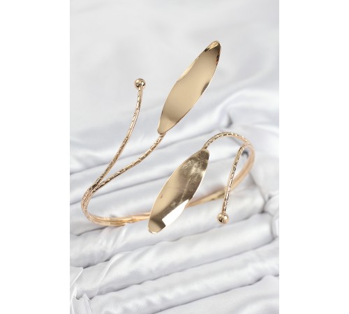 Pirinç Yaprak Model Gold Renk Kadın Pazu Bileklik - TJ-BB7794