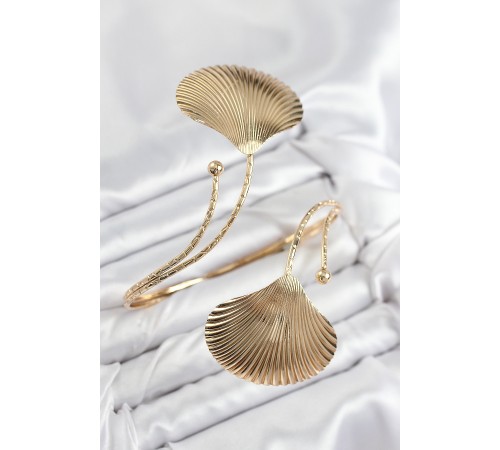 Pirinç İstiridye Model Gold Renk Kadın Pazu Bileklik - TJ-BB7798