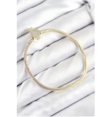 Pirinç Charm Zirkon Taşlı Taç Model Gold Renk Kadın Bileklik - TJ-BB7808