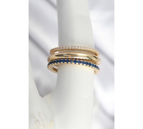 Pirinç Gold Renk Zirkon Taşlı 4'Lü Kadın Yüzük - TJ-BYK3830