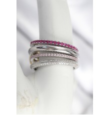 Pirinç Gümüş Renk Zirkon Taşlı 4'Lü Kadın Yüzük - TJ-BYK3828