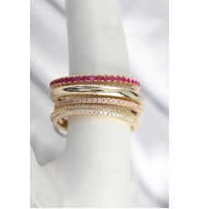 Pirinç Zirkon Taşlı Mix Renk 3'Lü Kadın Yüzük - TJ-BYK3827