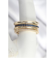 Pirinç Zirkon Taşlı Mix Renk 3'Lü Kadın Yüzük - TJ-BYK3826